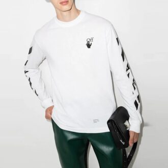 FW21 Koszulka z okrągłym dekoltem i długimi rękawami z nadrukiem logo Arrows – wersja standardowa, biała