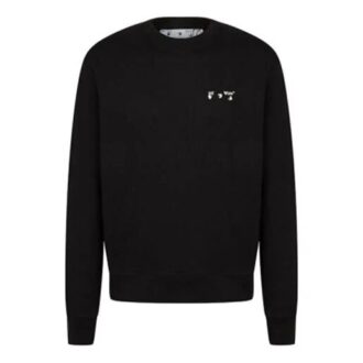 FW21 Logo Bawełniana koszulka z okrągłym dekoltem i długimi rękawami, wersja czarna
