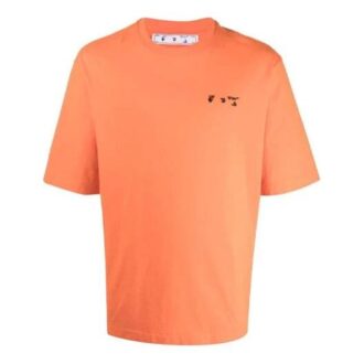 FW21 Nadruk z logo na piersi Okrągły dekolt Szorty Krótki rękaw Wersja standardowa Pomarańczowy
