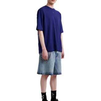 FW21 Niebieskie szorty z gumową strzałką, oversize, z krótkim rękawem