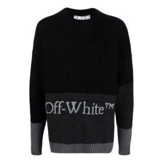 FW21 Sweter z długim rękawem i wzorem z logo, czarny