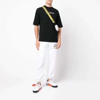 FW21 Sweter z okrągłym dekoltem i nadrukiem logo, szorty, luźny krój, czarny