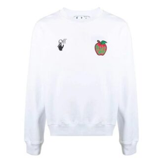 FW21 Sweter z okrągłym dekoltem i wzorem, luźny krój, biały