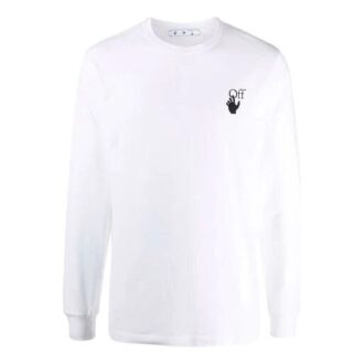 FW21 Sweter z okrągłym dekoltem i wzorem strzałek z logo, wersja standardowa, biały
