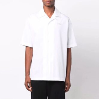 FW21 Szorty z krótkim rękawem i logo, luźny krój, biała
