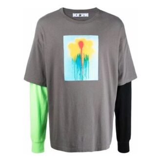 FW21 T-shirt z długim rękawem w szarym kolorze z nadrukiem wzoru FW21 T-shirt z długim rękawem w szarym kolorze z nadrukiem wzoru