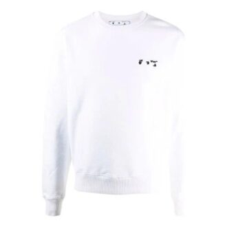FW21 Wzór z logo, okrągły dekolt, długie rękawy, wersja standardowa, białe