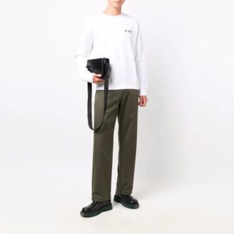 FW21 Wzór z logo, okrągły dekolt, długie rękawy, wersja standardowa, białe