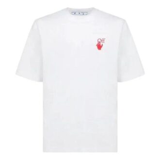 FW21 z wzorem logo, okrągłym dekoltem, krótkimi szortami i luźnym krojem, biały