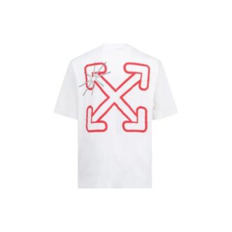 FW21 z wzorem logo, okrągłym dekoltem, krótkimi szortami i luźnym krojem, biały