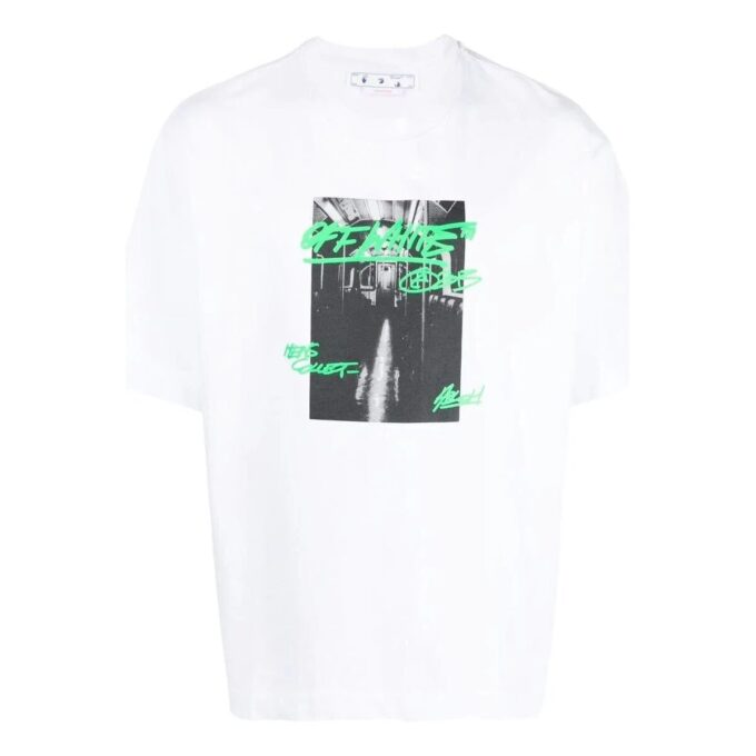 Off-White Męska koszulka z krótkim rękawem i okrągłym dekoltem z nadrukiem alfabetu FW22, biała