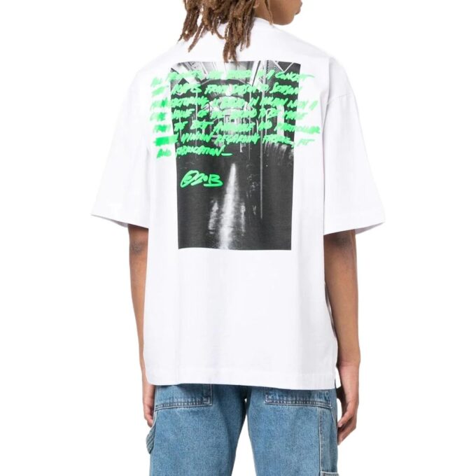 Off-White Męska koszulka z krótkim rękawem i okrągłym dekoltem z nadrukiem alfabetu FW22, biała