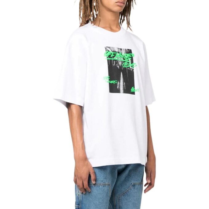 Off-White Męska koszulka z krótkim rękawem i okrągłym dekoltem z nadrukiem alfabetu FW22, biała