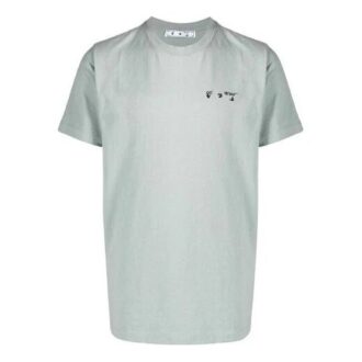 Męska koszulka z krótkim rękawem Off-White z haftowanym logo, zielona