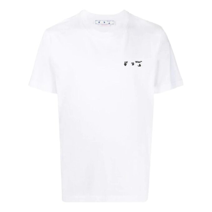 Off-White Męska koszulka z krótkim rękawem i okrągłym dekoltem, jednokolorowa, z nadrukiem literowym, z logo, FW22, biała