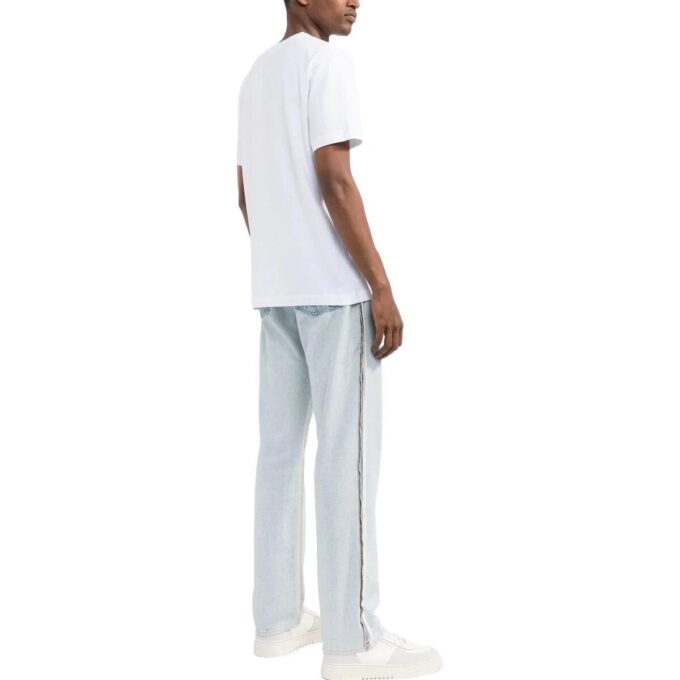 Off-White Męska koszulka z krótkim rękawem i okrągłym dekoltem, jednokolorowa, z nadrukiem literowym, z logo, FW22, biała