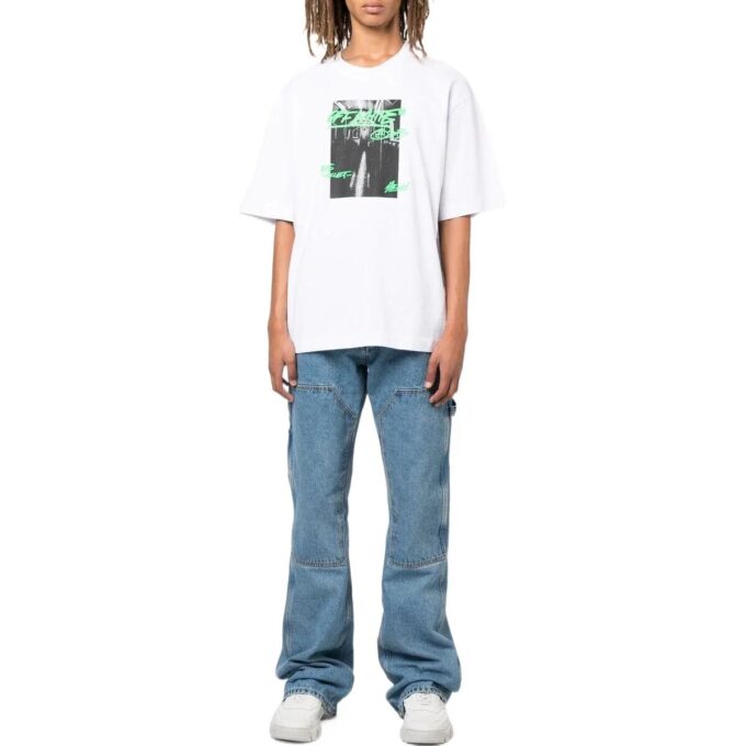 Off-White Męska koszulka z krótkim rękawem i okrągłym dekoltem z nadrukiem alfabetu FW22, biała