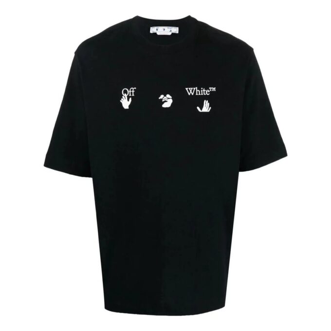 Off-White Męska koszulka z krótkim rękawem i okrągłym dekoltem z nadrukiem logo FW22, czarna