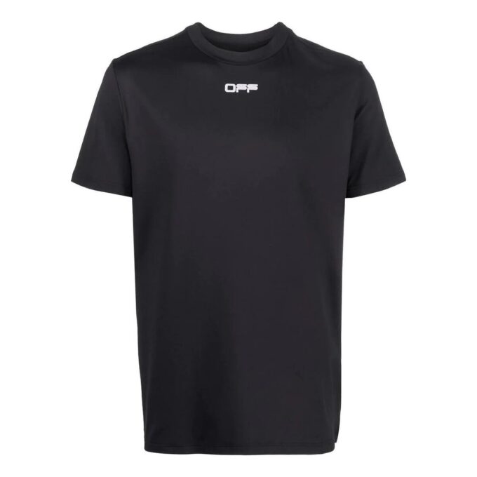 Off-White Męska koszulka z krótkim rękawem i okrągłym dekoltem z nadrukiem logo FW22, czarna
