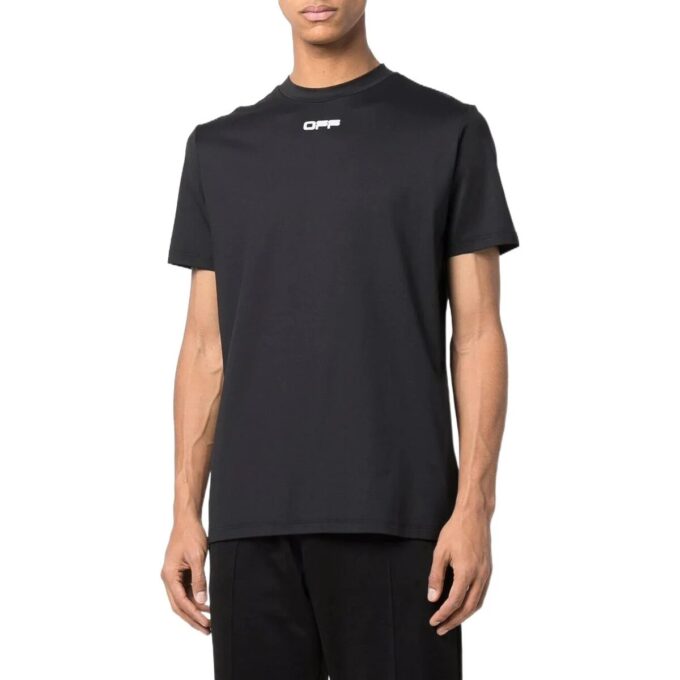 Off-White Męska koszulka z krótkim rękawem i okrągłym dekoltem z nadrukiem logo FW22, czarna