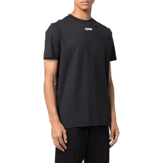 Off-White Męska koszulka z krótkim rękawem i okrągłym dekoltem z nadrukiem logo FW22, czarna