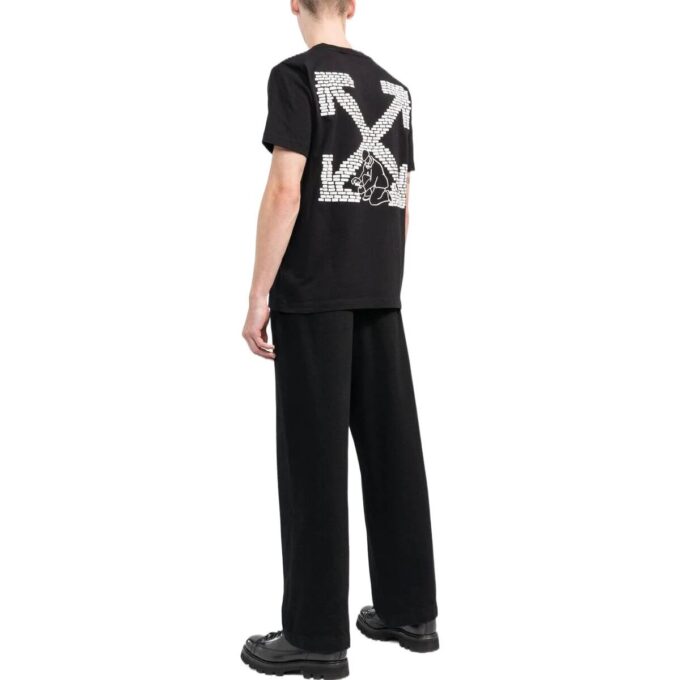 Off-White Męska koszulka z krótkim rękawem i okrągłym dekoltem z nadrukiem logo FW22, czarna