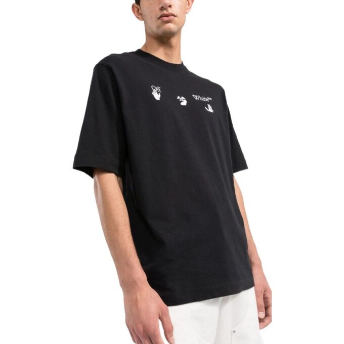 Off-White Męska koszulka z krótkim rękawem i okrągłym dekoltem z nadrukiem logo FW22, czarna