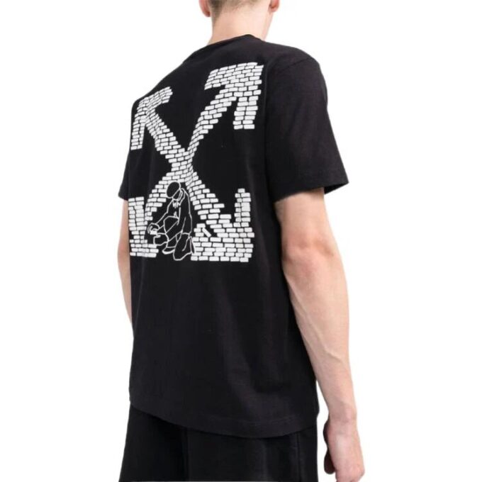 Off-White Męska koszulka z krótkim rękawem i okrągłym dekoltem z nadrukiem logo FW22, czarna