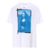 Off-White Męska koszulka z krótkim rękawem i okrągłym dekoltem, z nadrukiem strzałki Mona Lisa, biała