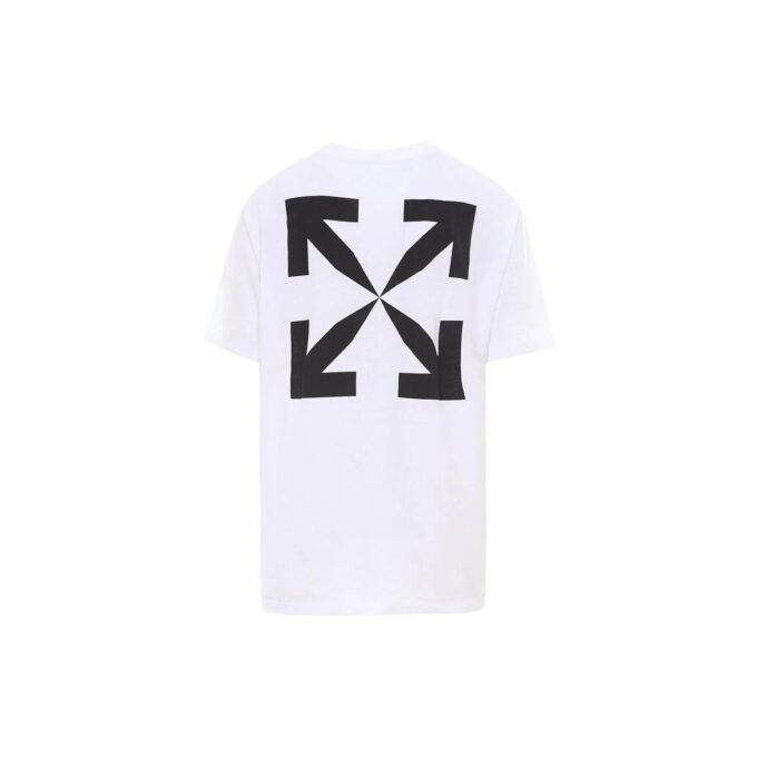 Off-White Męska koszulka z krótkim rękawem i okrągłym dekoltem, z nadrukiem strzałki Mona Lisa, biała