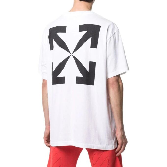 Off-White Męska koszulka z krótkim rękawem i okrągłym dekoltem, z nadrukiem strzałki Mona Lisa, biała