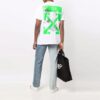 Off-White Męska koszulka z krótkim rękawem i okrągłym dekoltem z nadrukiem w stylu malarskim, kolekcja SS21, kolor biały