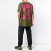 Off-White Męska koszulka z krótkim rękawem o luźnym kroju w kolorze wojskowej zieleni z nadrukiem graffiti w strzałki