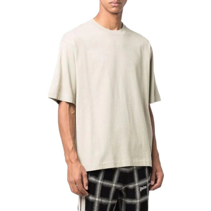 Off-White Męska koszulka z krótkim rękawem w jednolitym kolorze z gumową strzałką, kolekcja SS22, kremowo-biała