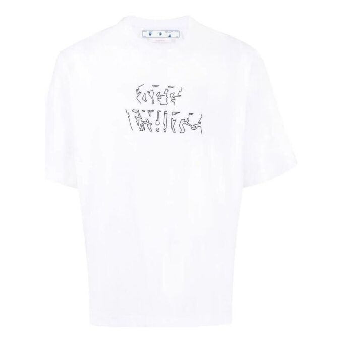 Off-White Męska koszulka z krótkim rękawem w jednolitym kolorze z wzorem strzałek, kolekcja SS22, kolor biały