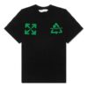Off-White Męska koszulka z krótkim rękawem w luźnym kroju, z haftowanym logo C/O VIRGIL ABLOH, czarna