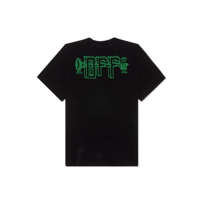 Off-White Męska koszulka z krótkim rękawem w luźnym kroju, z haftowanym logo C/O VIRGIL ABLOH, czarna