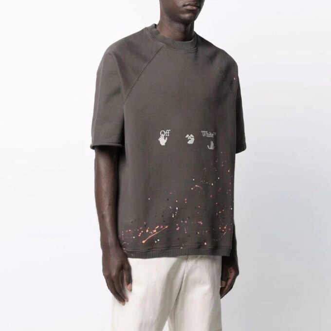Off-White Męska koszulka z krótkim rękawem z kolekcji SS21, wersja standardowa, szara