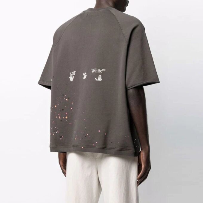 Off-White Męska koszulka z krótkim rękawem z kolekcji SS21, wersja standardowa, szara