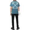 Off-White Męska koszulka z krótkim rękawem z nadrukiem logo strzałki w jednolitym kolorze, kolekcja SS22, wersja niebieska T-shirt