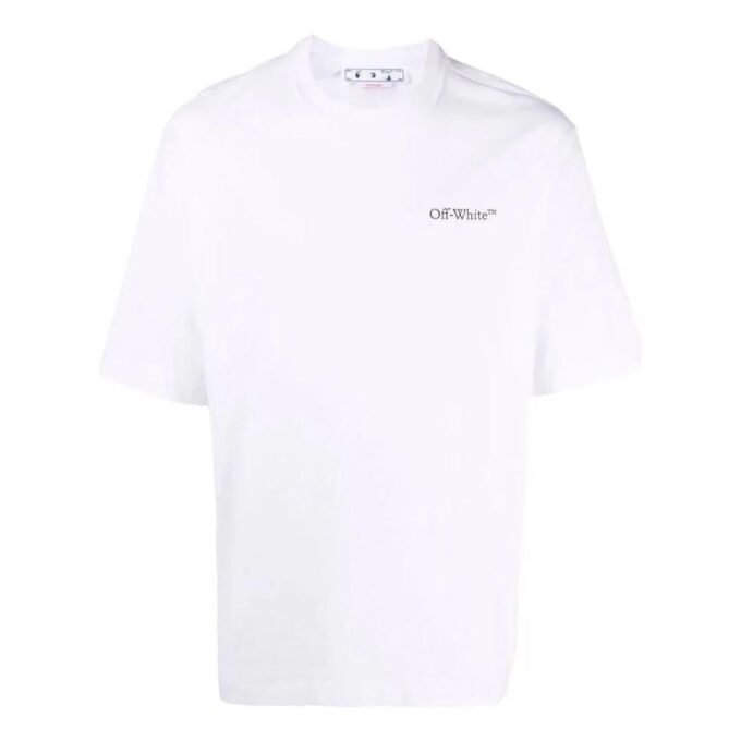 Off-White Męska koszulka z krótkim rękawem z nadrukiem logo w postaci alfabetu, kolekcja SS22, kolor biały