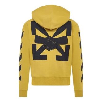 Off-White Męska koszulka z zamkiem w strzałki, kolor kurkumowy
