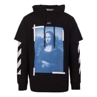 Off-White Męski sweter z nadrukiem w stylu malarskim, luźny krój, czarny