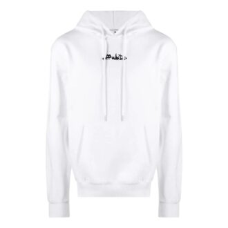 Off-White Męskie SS22 Luźne białe spodnie z haftowanym logo Alphabet
