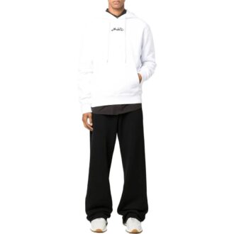 Off-White Męskie SS22 Luźne białe spodnie z haftowanym logo Alphabet