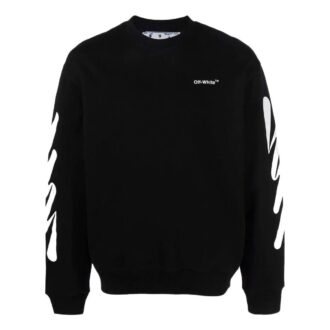 Off-White Męskie SS22 Nadruk z logo Okrągły dekolt Czarne
