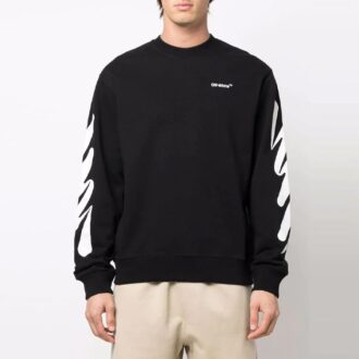Off-White Męskie SS22 Nadruk z logo Okrągły dekolt Czarne