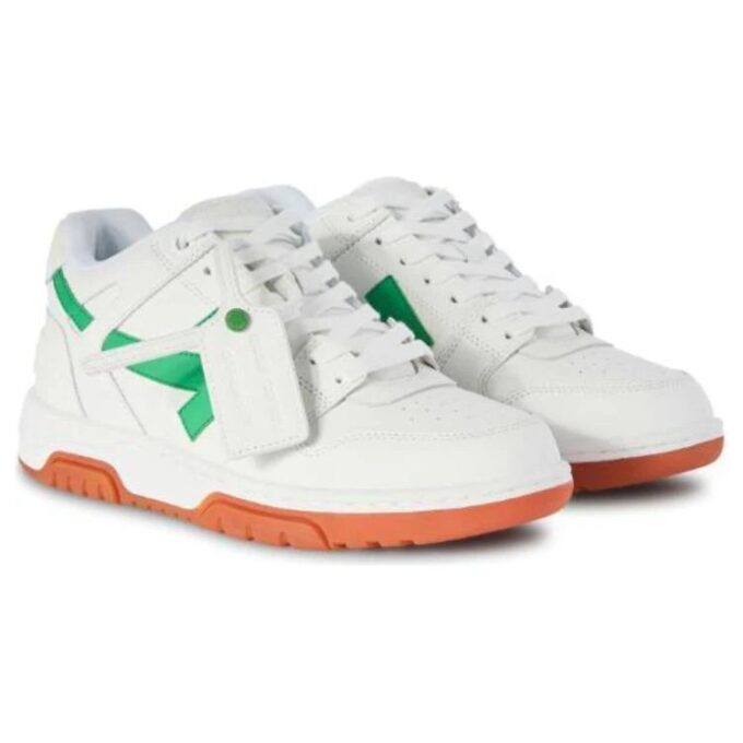 Out Of Office Skórzane Sneakersy „White Bright Green Rrick Red”