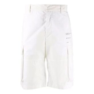 Szorty cargo z nadrukiem logo SS21, białe