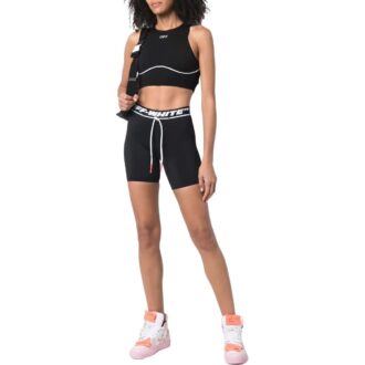 Szorty do biegania Off-White z logo w pasie „Czarne”